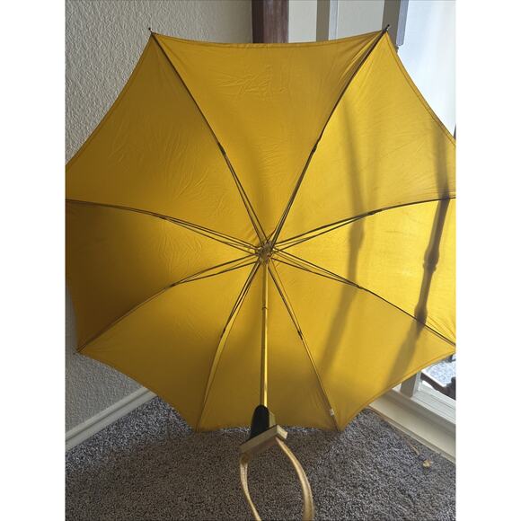 Vintage Yellow KNIRPS Folding Umbrella With Leather Case - Picture 4 of 8